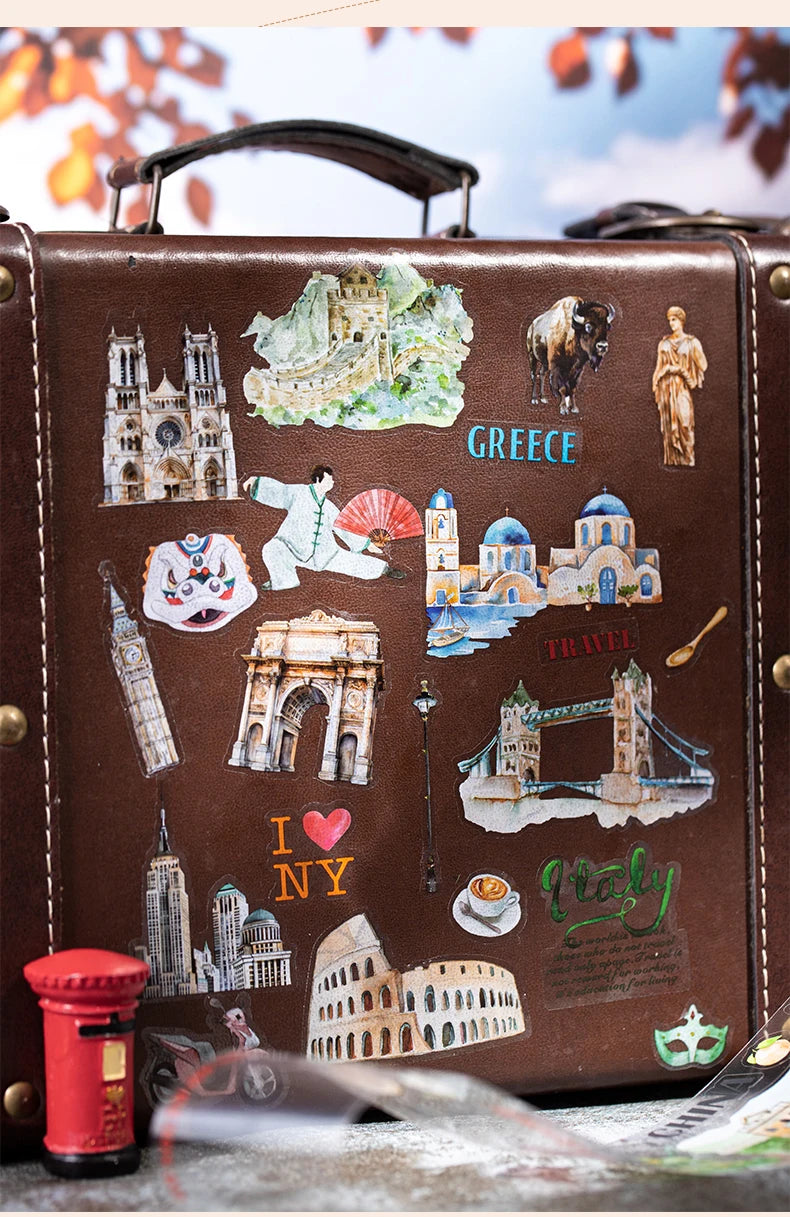 60mm*2m PET Tapes World Travel DIY Scrapbooking Decor Photo Album Collage Junk Journal Materials Aesthetics Stickers