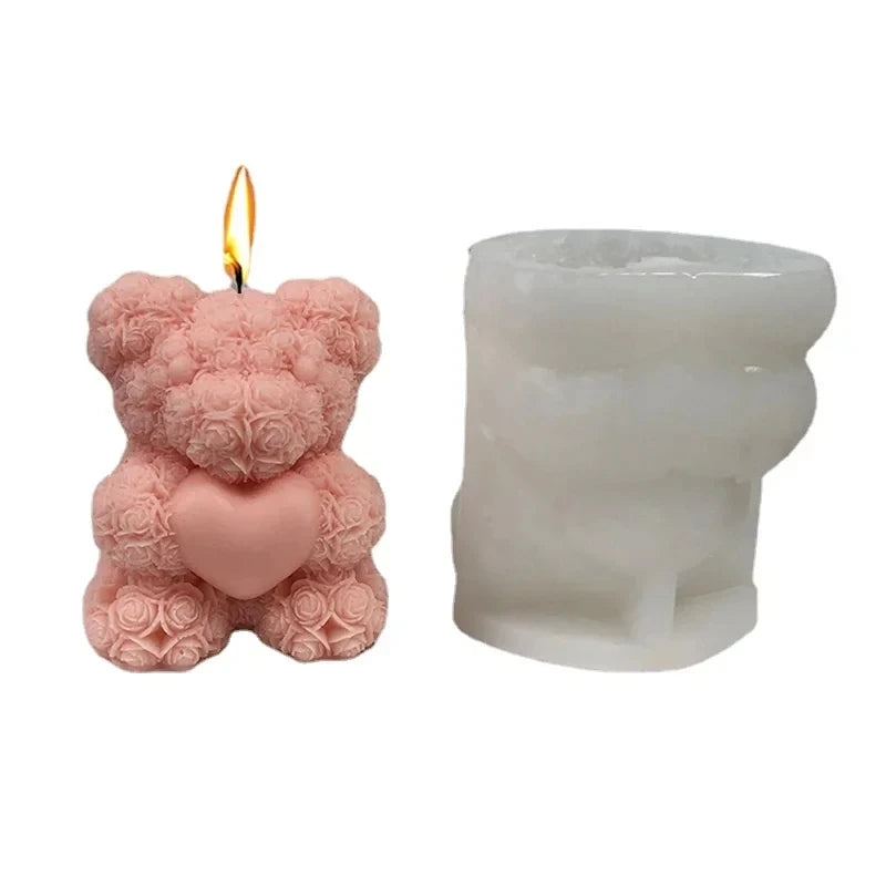 3D Bear Hug Love Silicone Candle Molds Diy Cute Bear Pet Candle Making Supplies Handmade Soap Plaster Resin Mold Home Decor Gift