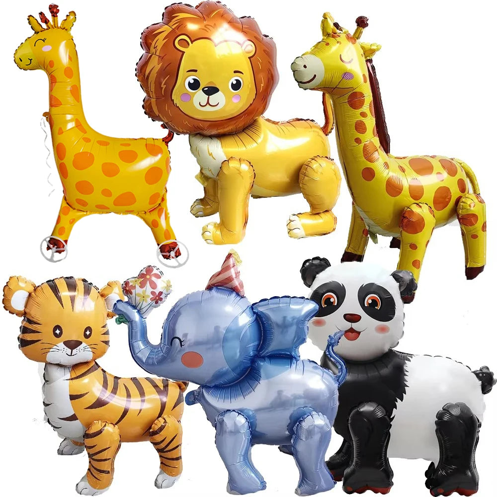 Walking Inflatable Lion Giraffe Balloons Panda Elephant Tiger Safari Animal Balloon Kids Jungle Animal Baby Shower Decorations