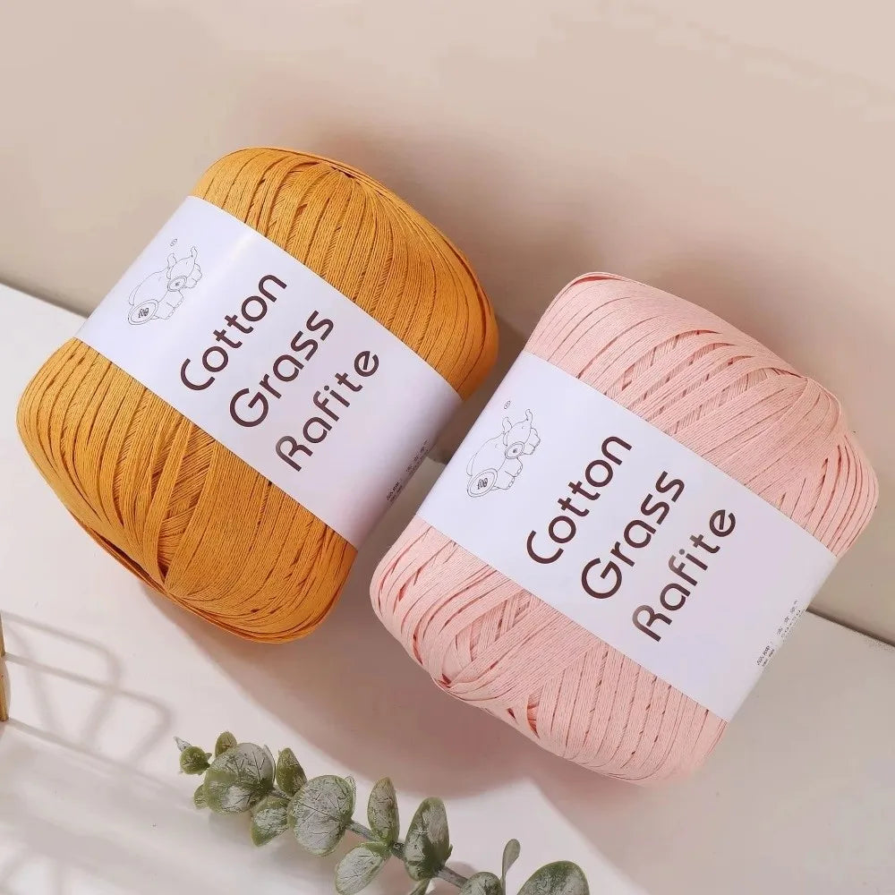 New Multicolour Rafia Yarn DIY Hand-Knitted Raffia Straw Yarn Gift Wrapping Rope Knitting