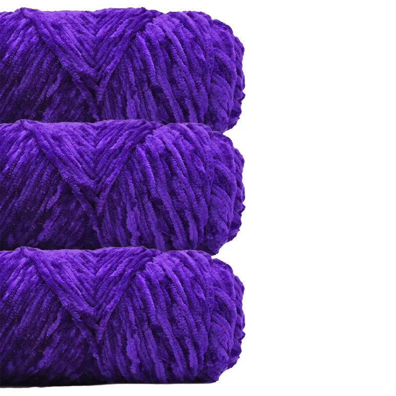 3 Pack Edelweiss DIY Material Pleuche Chenille Yarn Gold Luster Velvet Knitting Woven for Pendant / Sweater 300g 540m
