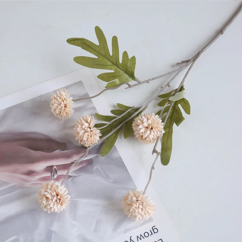 10 pcs Dandelion Artificial Flower Wedding  5 Head Fake Flowers Small Thorn Ball Home Decoration Bouquet Valentine's Day