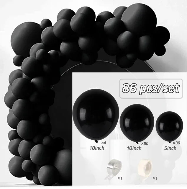 87Pcs Black Pink Latex Balloon Set Suitable for Birthday Parties, Weddings, Valentine's Day Party Decoration Supplies