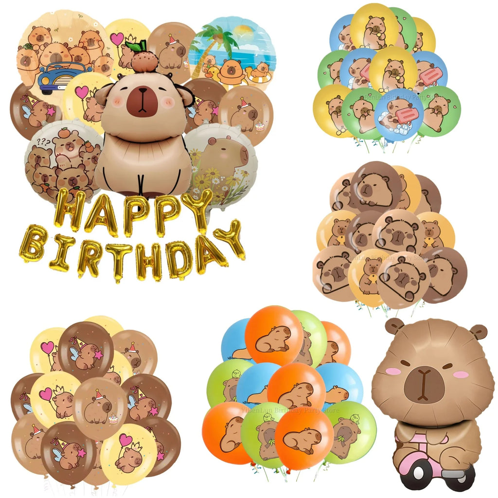 Child Capybara Balloons Capybara Party Decoration Balloons Aluminium Balloon Globos Baby Shower Capybara Party Favors Supplies