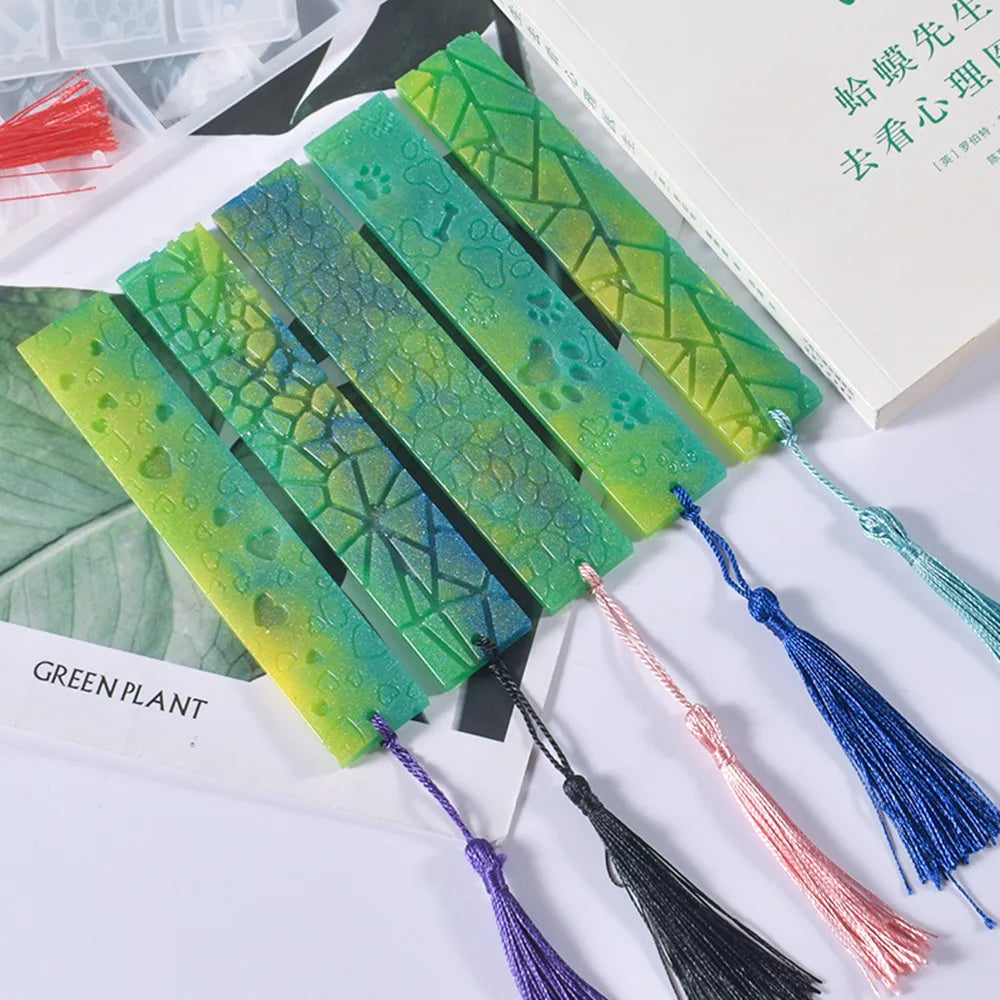 DIY Crystal Epoxy Resin Mold Leaves Cat's Claw Love Flower Rectangular Full Page Bookmark Silicone Mould