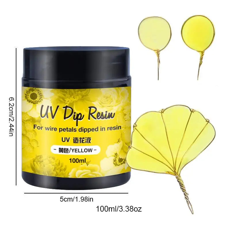 100ml UV DIP Resin Glue For Wire Flowers Colorful Liquid High Gloss Ultraviolet Curing Crystal UV Glue Jewelry Making