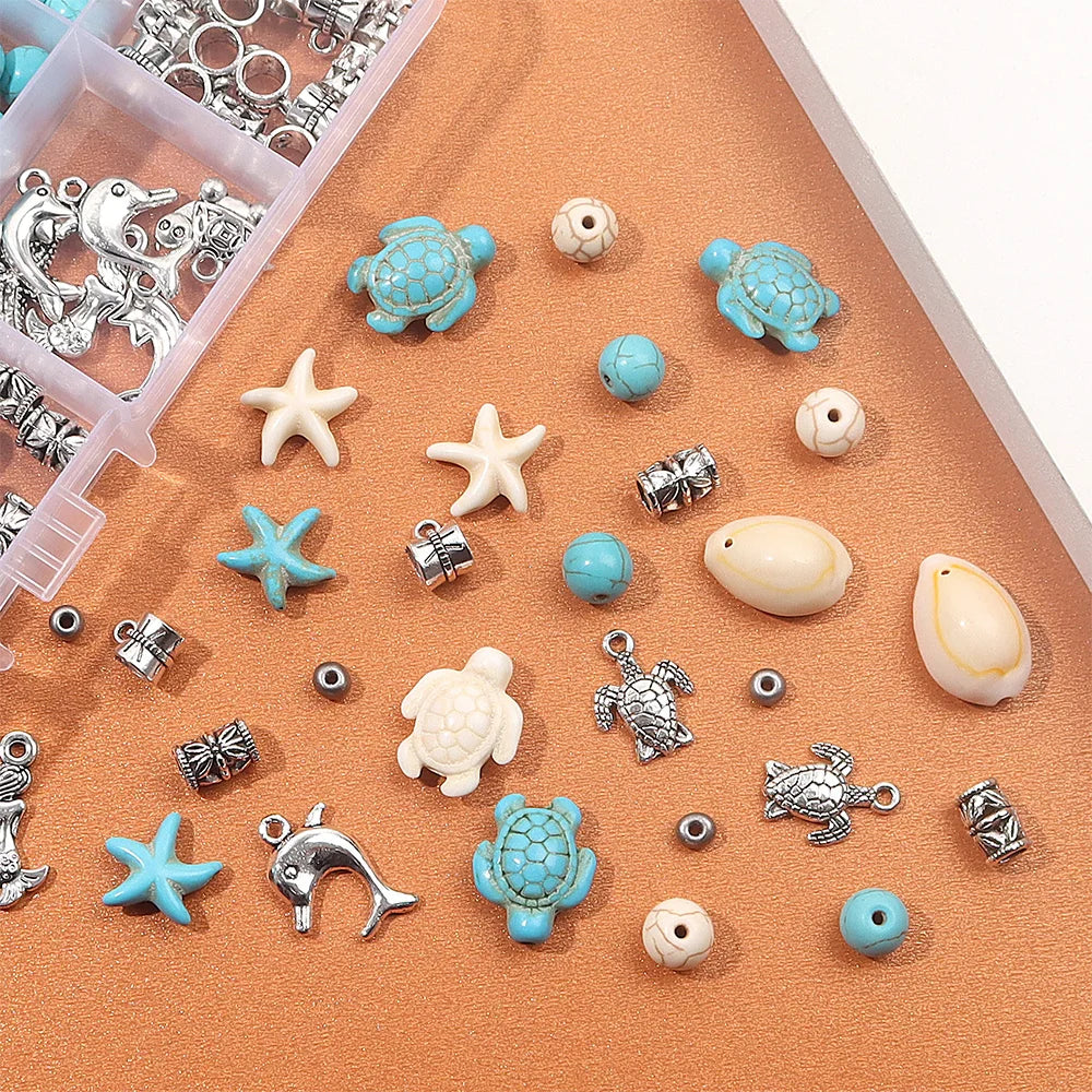 1 Set of Turquoise Beads and Other Decorative Bead Jewelry Making Kit Can Be Used for DIY Jewelry Crafts Production