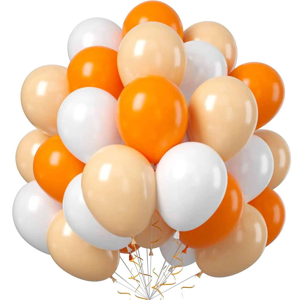 52PCS Blue and Orange Latex Party Balloons Set for Birthday Decoration Supply with Strip and Ribbon