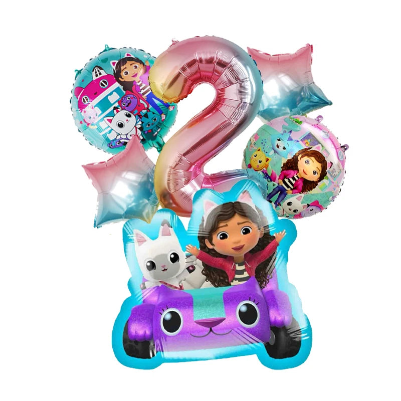 Gabby Dollhouses Birthday Balloons Girls New Anime Digit 1-10 Party Decoration Baby Shower Gender Reveal Ballons Kids Toys Gift