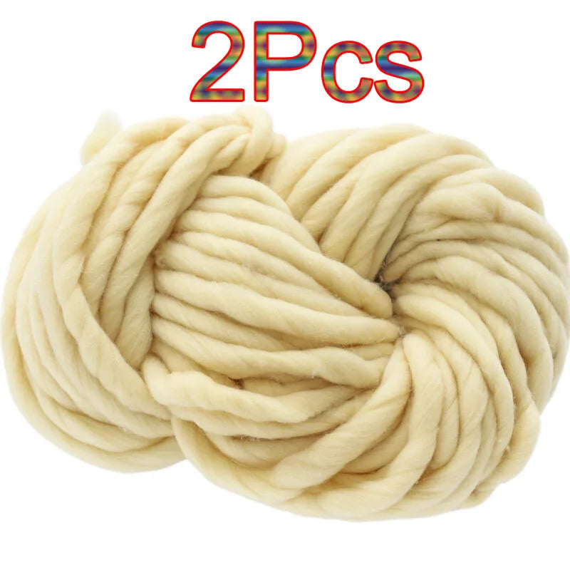 2Pcs 250g Super Chunky Yarn hand knitting Bulky Arm Knitting line Roving Knitted Blanket threads Super Thick Yarn Carpet Hats