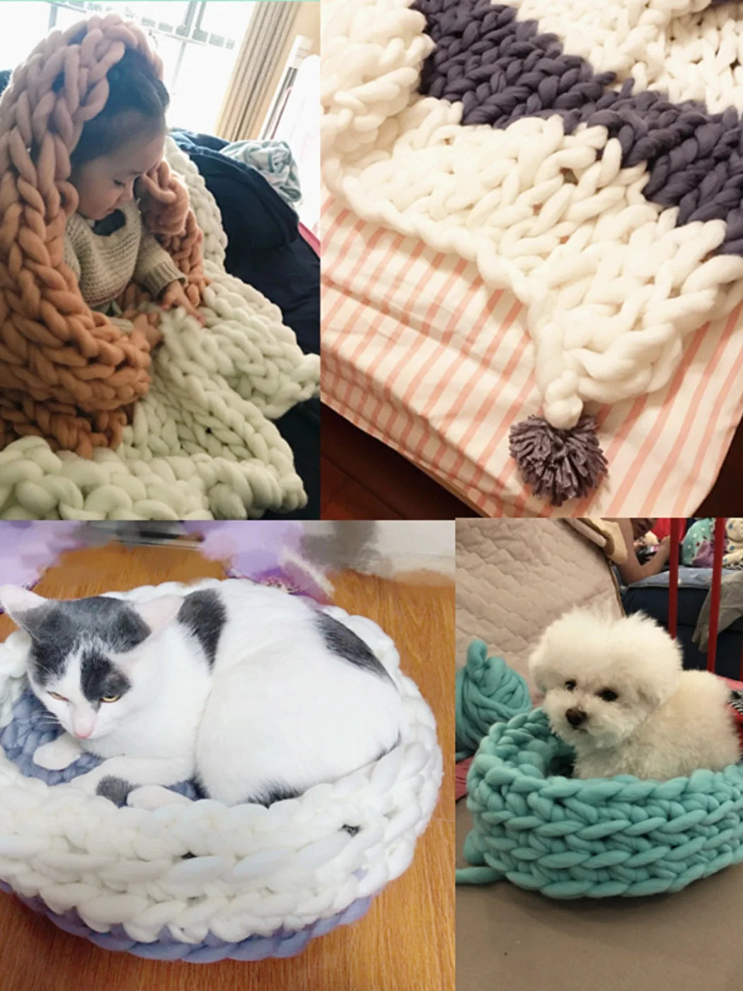 2Pcs 250g Super Chunky Yarn hand knitting Bulky Arm Knitting line Roving Knitted Blanket threads Super Thick Yarn Carpet Hats