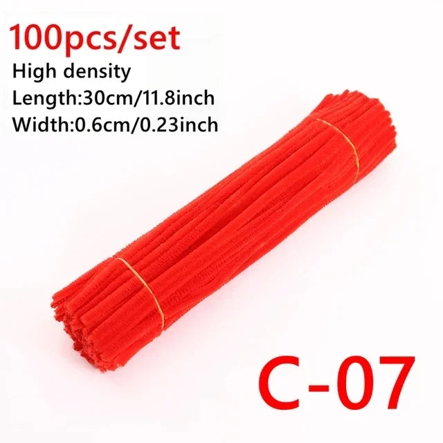 100pcs Colorful Chenille Stems Pipe Cleaners Kids Educational Toys Handmade Plush Tinsel Twist Sticks For DIY Craft Supplies
