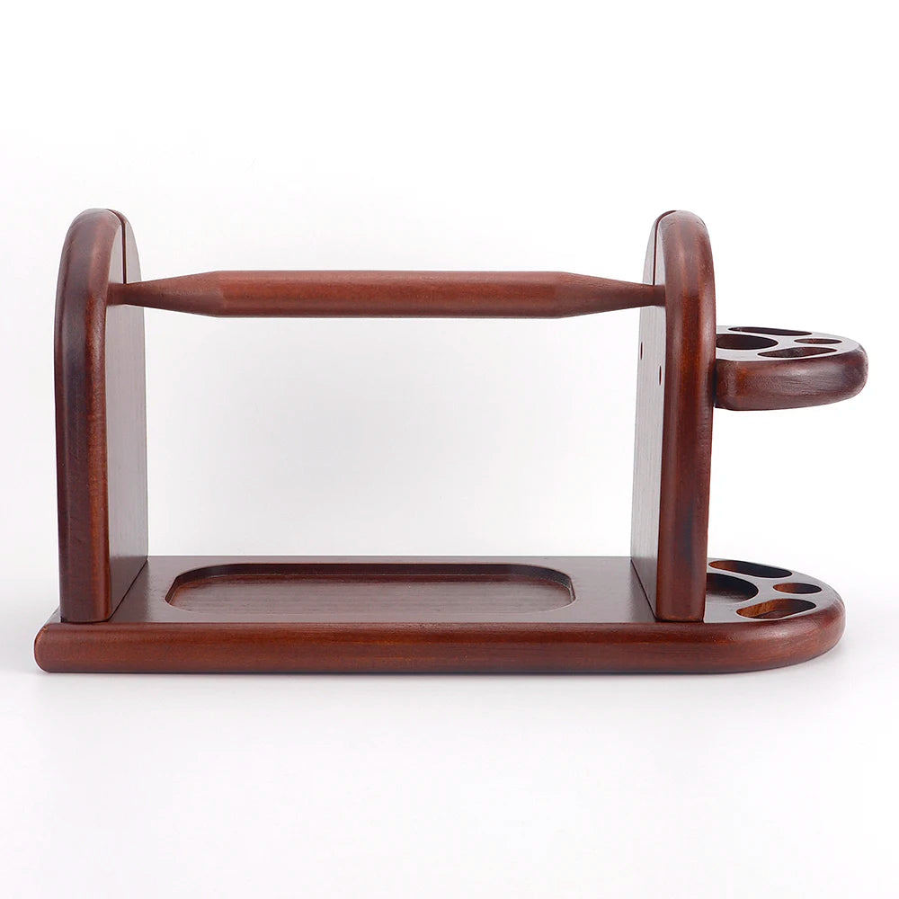 1pcs Burgundy Red Wooden Desktop Yarn Holder with Storage Rack- DIY Knitting & Crochet Wool Yarn Rotating Winder Organizer Stand