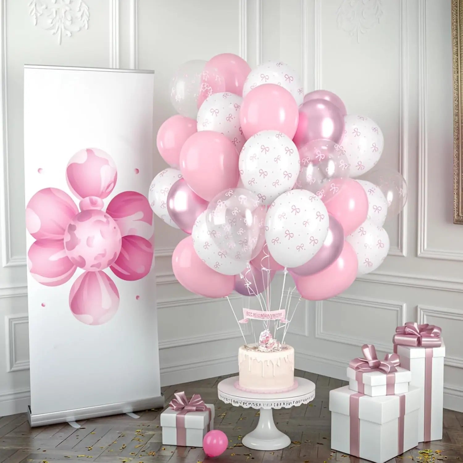 12 Inches Bow Balloons for Women Pink Birthday Party Bachelorette Bridal Engagement Bow Theme Wedding Anniversary