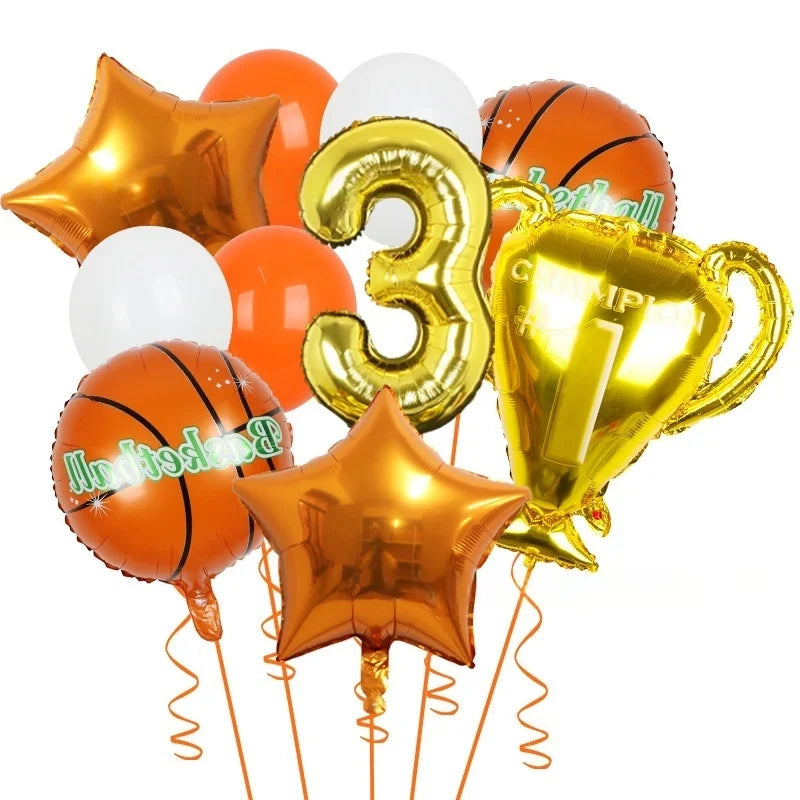 10pcs basketball Balloons Birthday Party Decorations Kids Boy Set Trophy Balloon Sports Air Balls Party Decorations Baby Shower