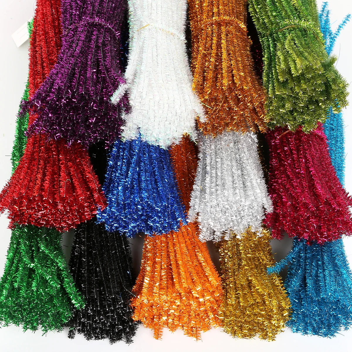 100Pcs Glitter Chenille Stem Pipe Cleaner Plush Stems Wired Sticks Kids Educational DIY Supplies Toys Making Decoration Material