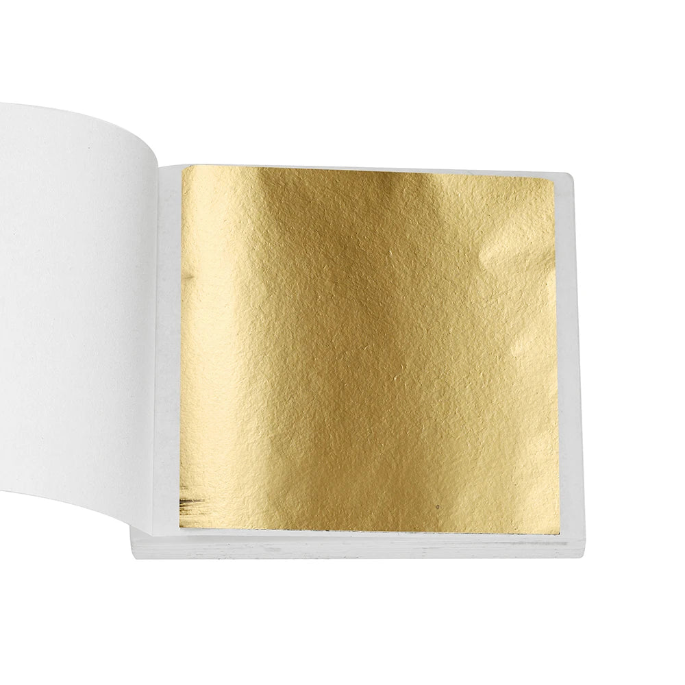 100Sheets Imitation Gold Foil Paper Leaf Gilding Epoxy Resin Fillings for DIY Epoxy Resin Mold Crafts Nail Art Home Decorations