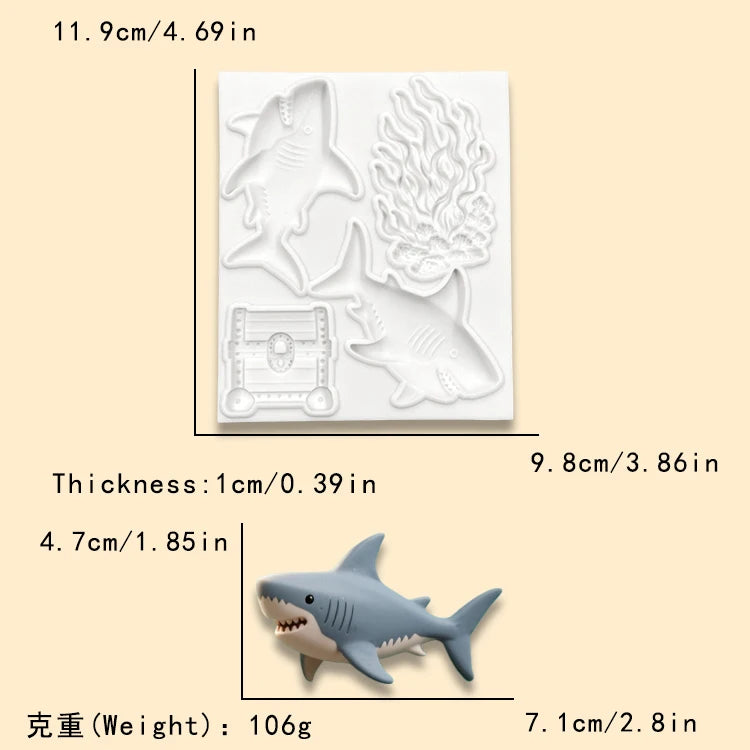 Ocean Adventure Series Silicone Molds Sharks, Turtles, Treasure Chests Fondant Candy Chocolate Mould Cake Decorating Tools