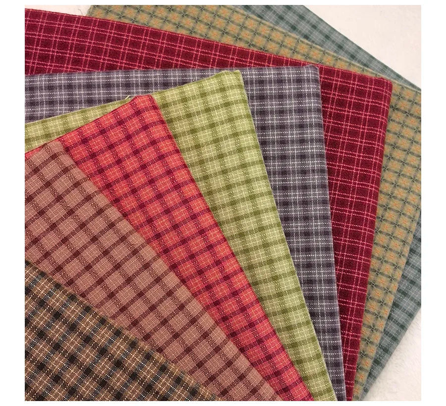 DIY Japan Little Cloth group Yarn-dyed fabric,for sewing Handmade Patchwork Quilting ,Grid Stripe For Sewing Doll clothes