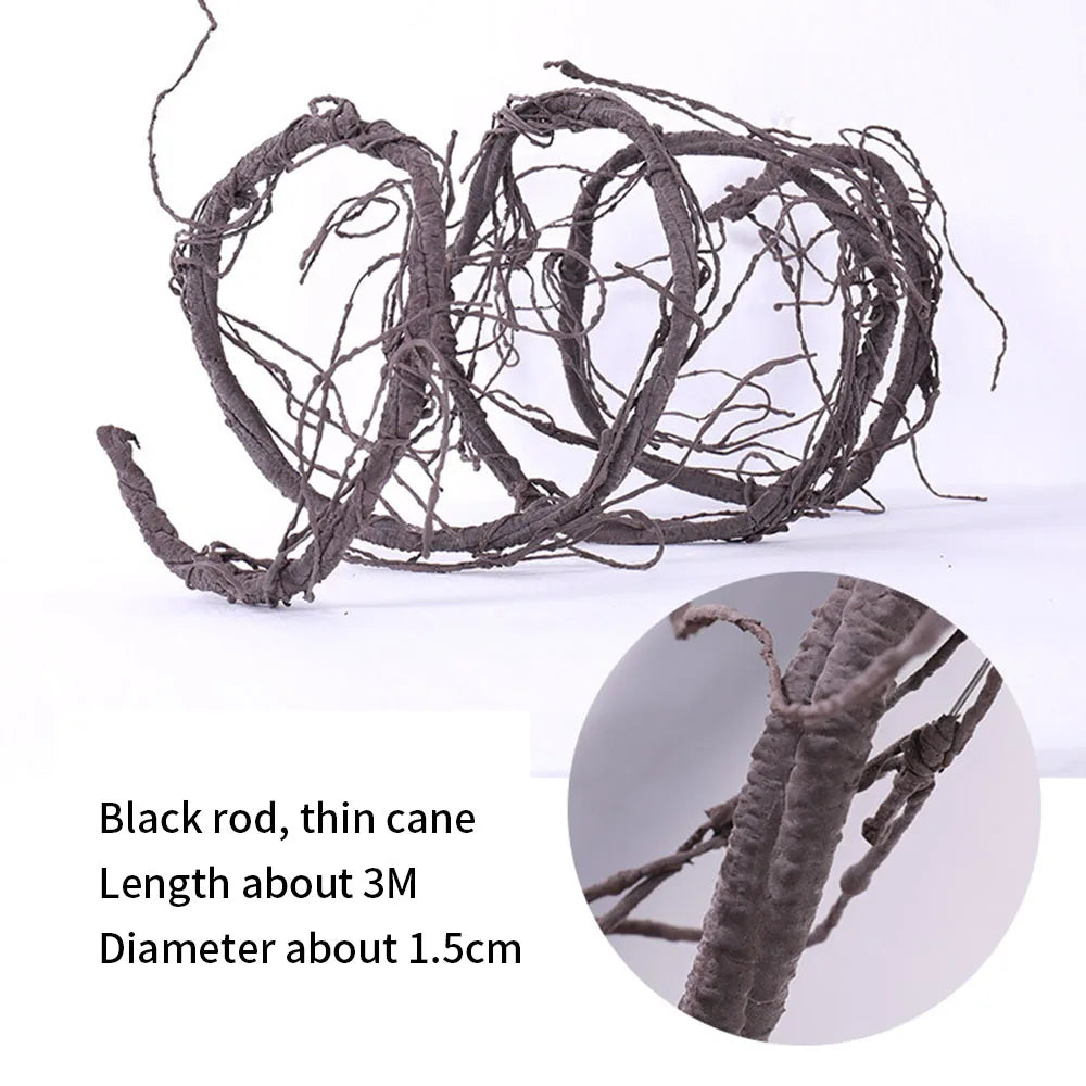 3m Hanging Rattan Artificial Fake Plants Tree Twigs Liana Wall  Trunk Cherry Branches Flexible Vines Garden Wedding Decoration