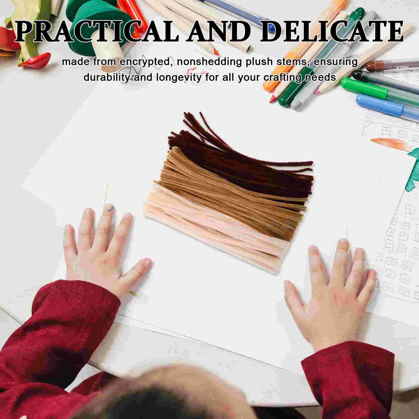 300 Pcs Chenille Stems Craft Supplies Pipe Cleaners Solid Color Fuzzy Twisting Sticks Diy Art Activity Kids Educational