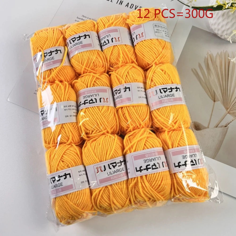 12PCS 300g Milk Yarn Handmade Coarse DIY Weaving Yarn Ball For Sweater Hat Scarve And Other Clothing Soft Crochet Knitting Yarn