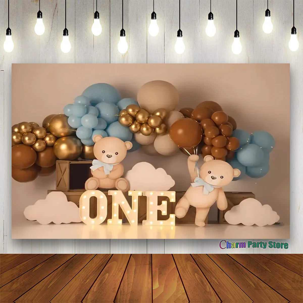 Teddy Bear Colorful Balloons 1st Birthday Backdrop Kids Gifts Baby Shower Oh Baby Background for Photography  Photo Props Studio