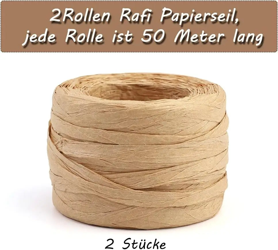 100 m Raffia Ribbons Raffia Paper Cord Natural Raffia Rope Artistic Gift for Wrapping Weaving and Gardening