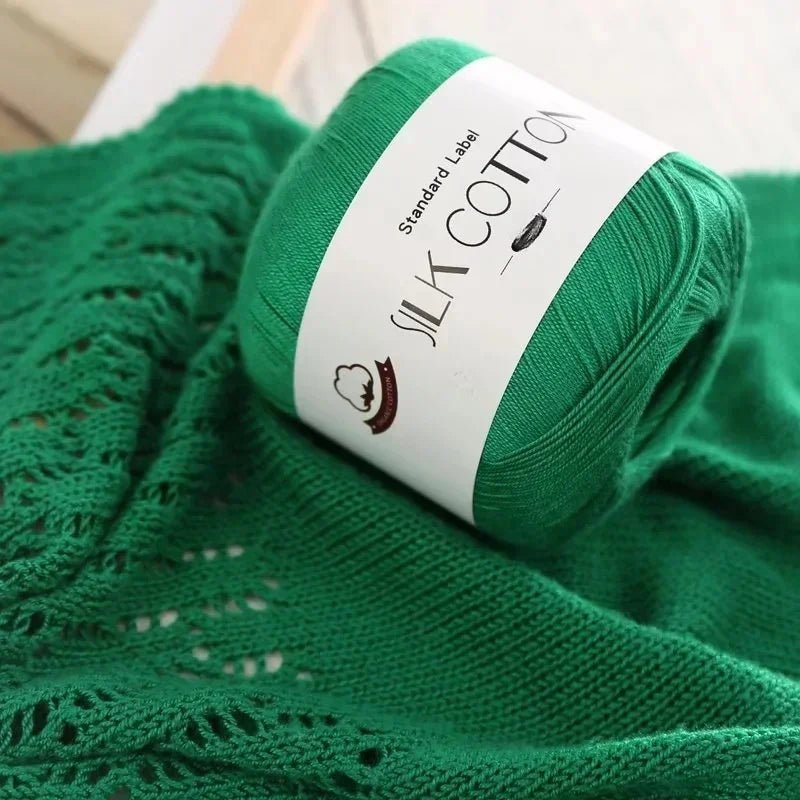 Silk Cotton Yarn - Fine Lace Thread for Crochet, Knitting Sweater,Shawls, Scarves, and DIY Crafts, Soft Durable Yarn 1.76oz/pc