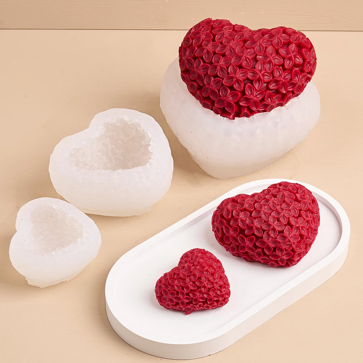 3D Love Flower Silicone Candle Mold DIY Valentine's Day Heart Scented Soap Molds Plaster Resin Chocolate Baking Making Kit