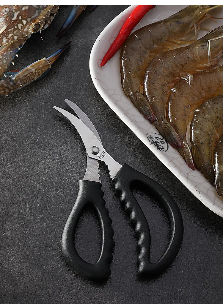 Scissors Kitchen Seafood Scissors Multifunctional Stainless Steel Shears Seafood Fish Crab Shrimp Lobster Scissors Peeling Tool