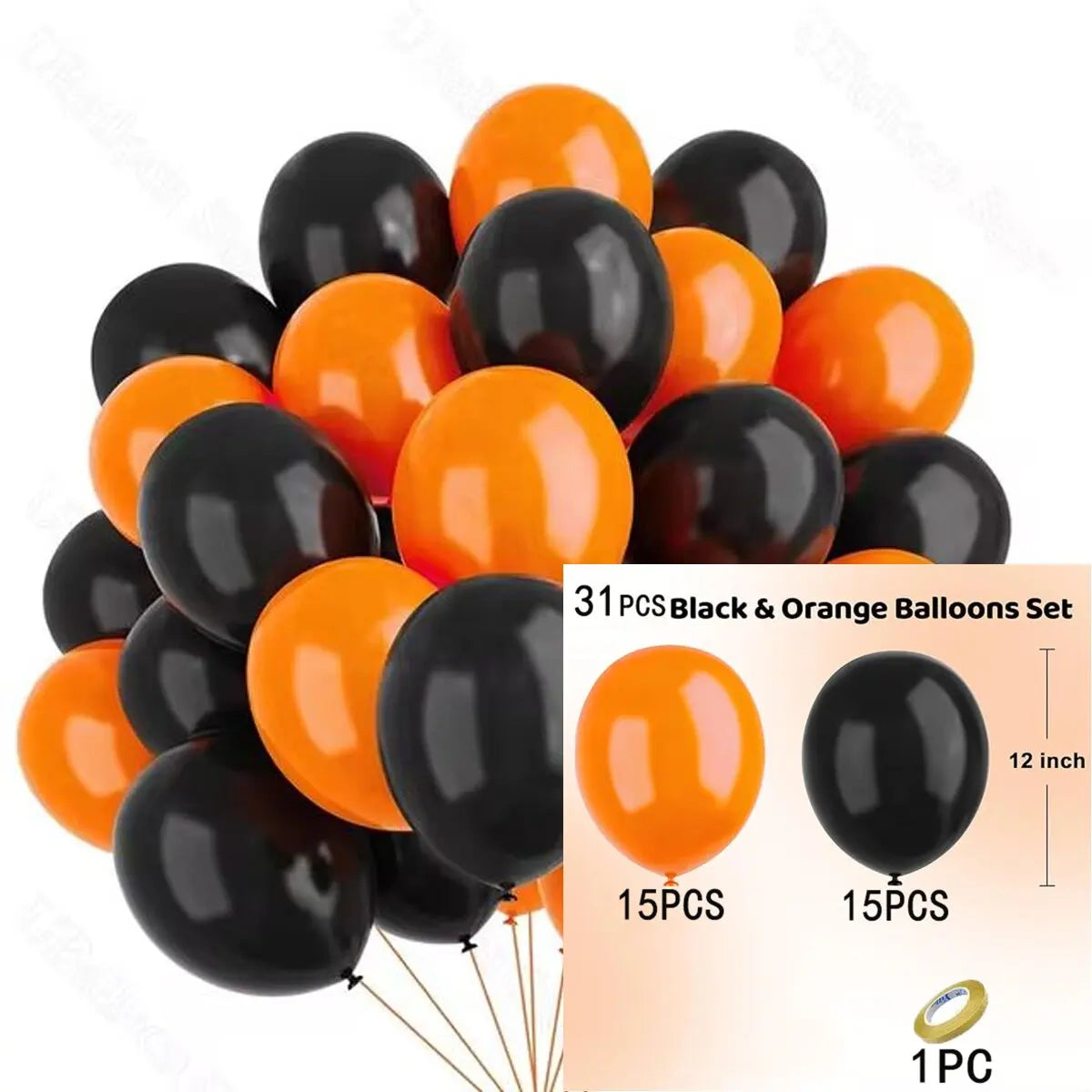 12-inch High-quality Latex Balloon Set, Black, Orange And Purple, Birthday Party Decoration, Halloween And Christmas Decorations