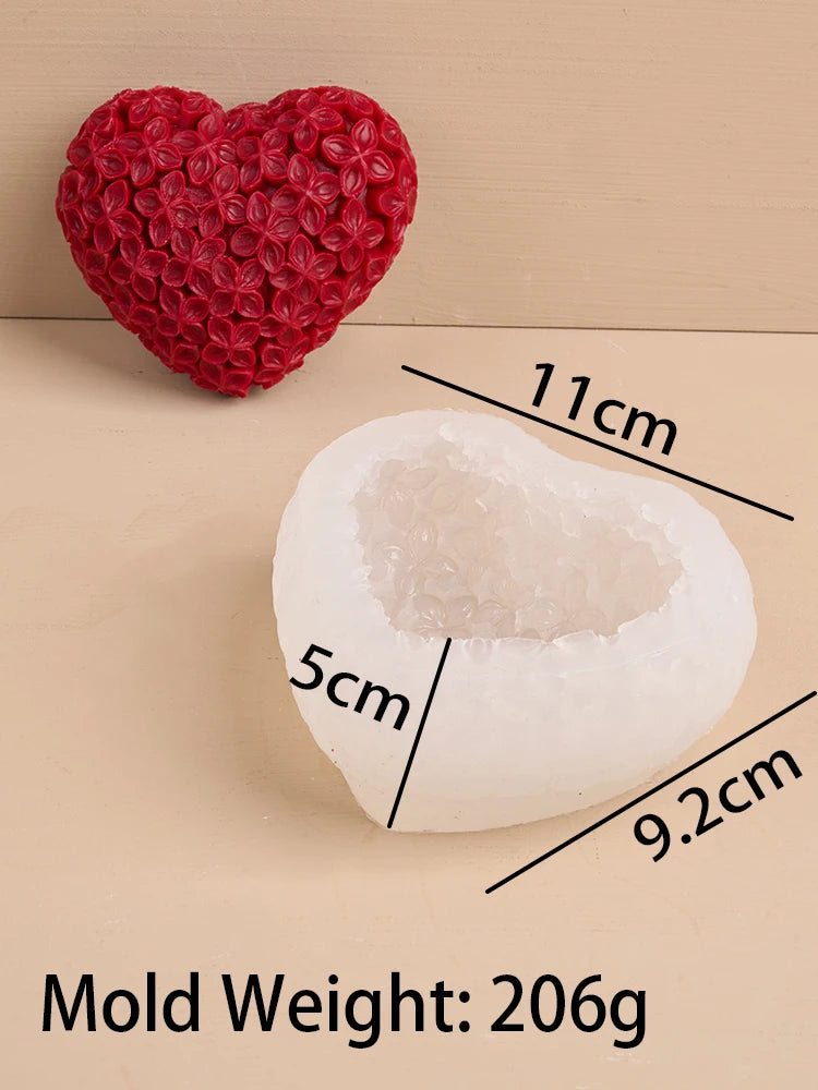 3D Love Flower Silicone Candle Mold DIY Valentine's Day Heart Scented Soap Molds Plaster Resin Chocolate Baking Making Kit