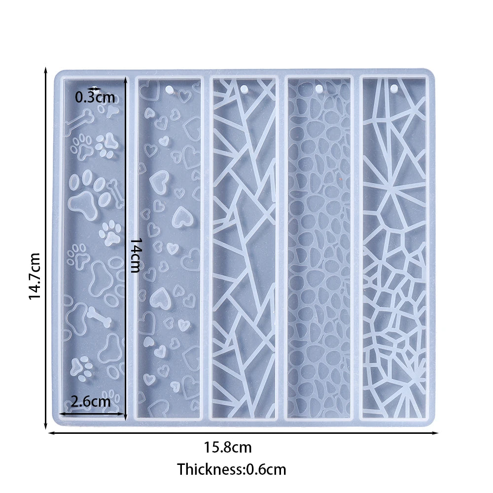 DIY Crystal Epoxy Resin Mold Leaves Cat's Claw Love Flower Rectangular Full Page Bookmark Silicone Mould