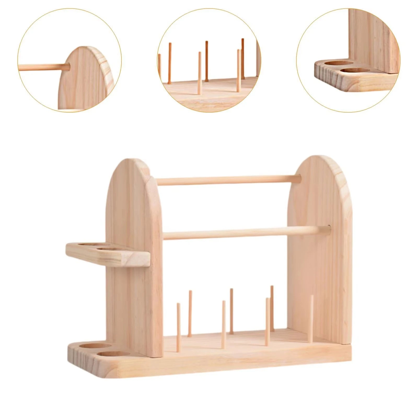 Portable Wooden Yarn Holder, Double Revolving Thread Dispenser Storage Rack for Crocheting and Knitting Supplies