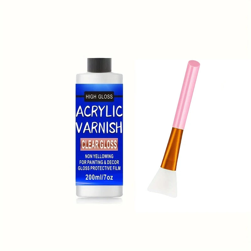 200ml/120ml/60ml High-Gloss Acrylic Varnish Sealing Glue Non-Yellowing Protective Transparent Coating Waterproof Gloss Finish