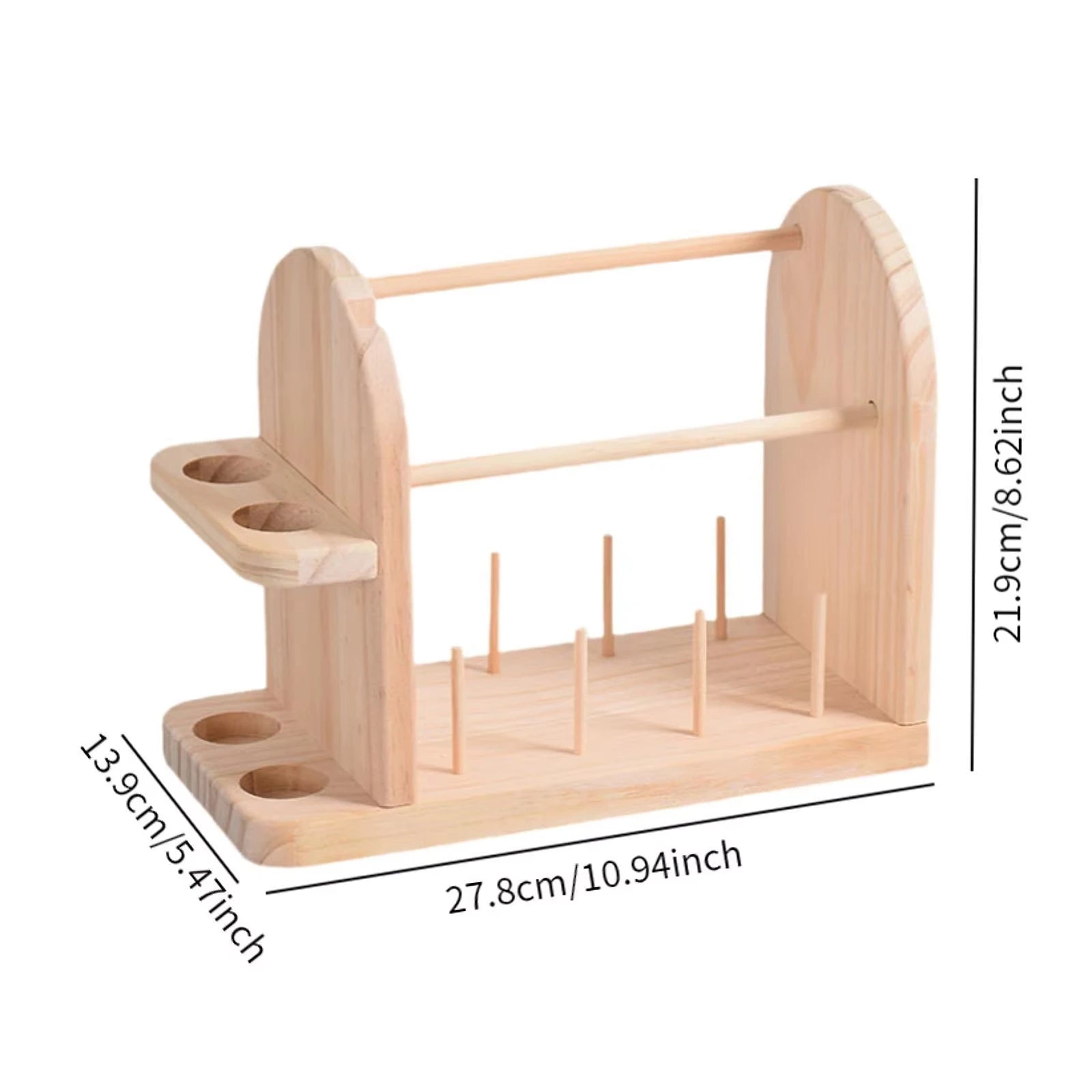 Portable Wooden Yarn Holder, Double Revolving Thread Dispenser Storage Rack for Crocheting and Knitting Supplies