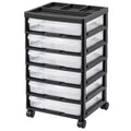 Scrapbook Rolling Storage Cart 6-Tier Large Capacity with 6 Clear Cases Black