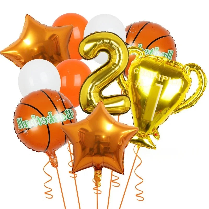 10pcs basketball Balloons Birthday Party Decorations Kids Boy Set Trophy Balloon Sports Air Balls Party Decorations Baby Shower