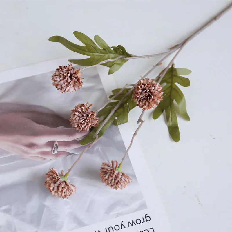 10 pcs Dandelion Artificial Flower Wedding  5 Head Fake Flowers Small Thorn Ball Home Decoration Bouquet Valentine's Day