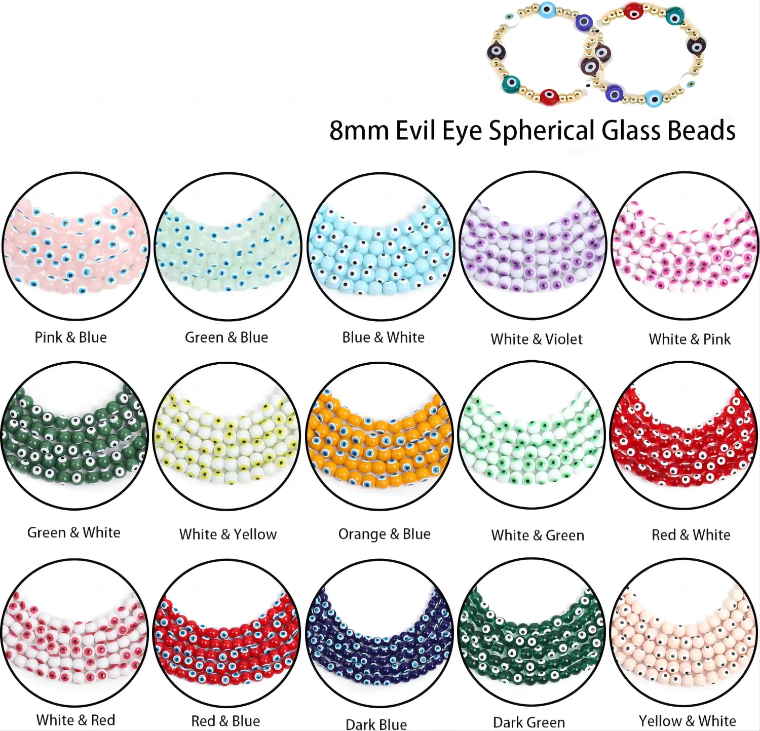 1200 Pieces 6mm Natural Stone Beaded Handmade DIY Jewelry Making Kit - Women's Family Jewelry Production Accessories for Necklac