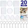 20Pcs/Set DIY Keychain Pendant Casting Silicone Mould Kit with Keyrings Art Crafts Making Tools Crystal Epoxy Resin Mold