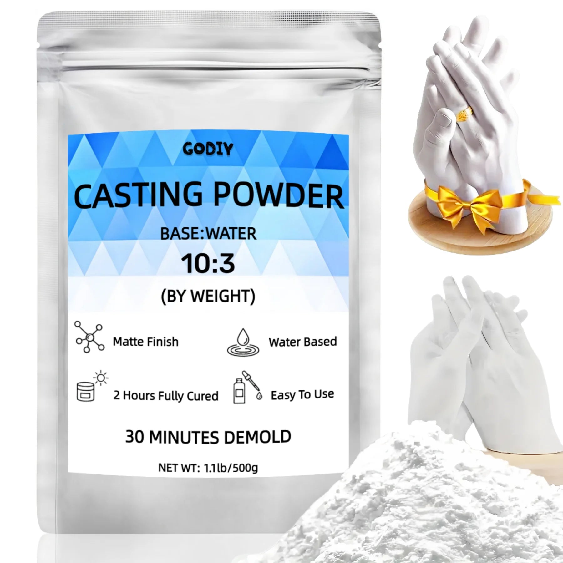 Casting Plaster Powder, Fine Craft Plaster Powder, Concrete for Casting, White Relief Casting Powder, Perfect for Craft