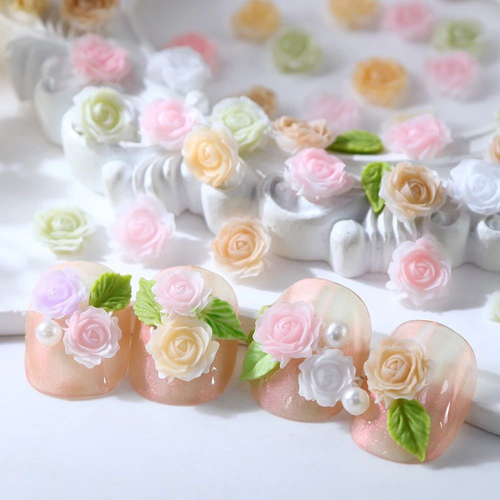 100 pcs/bag Mix Epoxy Rose Flower Resin Filling Accessories 3D Multicolor Rose Flowers Spring DIY Jewelry Crafts Making Supplies