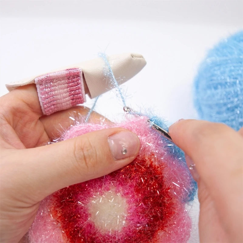 2pcs/Pair Knitting Finger Protector Leather Thimbles Embroidery Crochet Finger Guard Thimble Protector for Craft Needlework