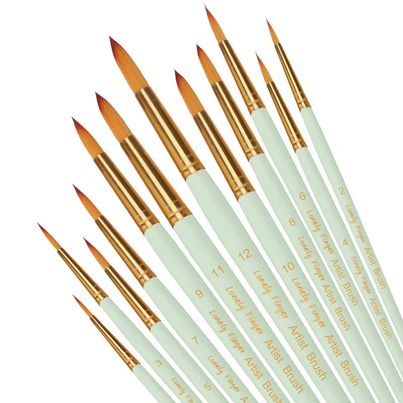12/24/48pcs Paint Brushes Set Professional Paint Brush Round Pointed Tip Nylon Acrylic Brush For Acrylic Watercolor Oil Painting