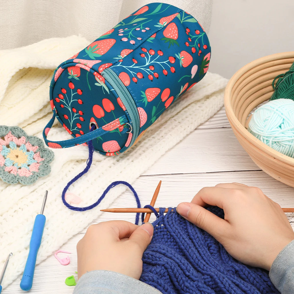Portable Round Yarn Storage Bags Knitting Wool Yarn Bags Organizer Waterproof Crochet Hooks Bag for Sewing Accessories Tools