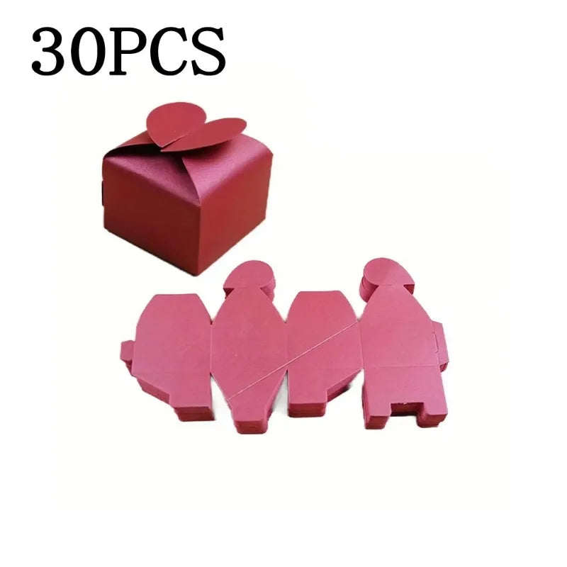 10/30/50Pcs Colorful Heart-shaped Candy Gift Box Wedding Favor Chocolate Packaging Box Birthday Valentine's Day Party Supplies
