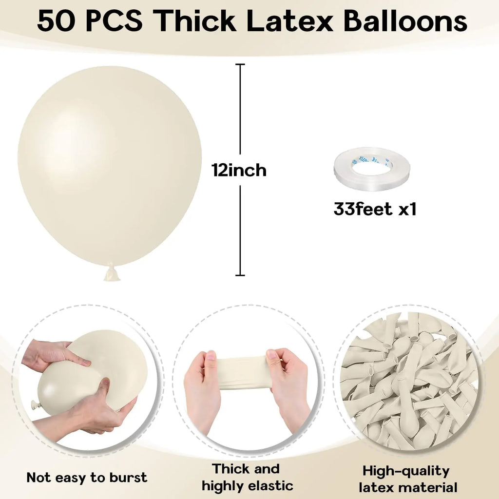 White Sand Balloon 12Inch 30/50Pcs Beige Balloon Boho White Latex Cream Balloons for Birthday Wedding Baby Shower Party Decor