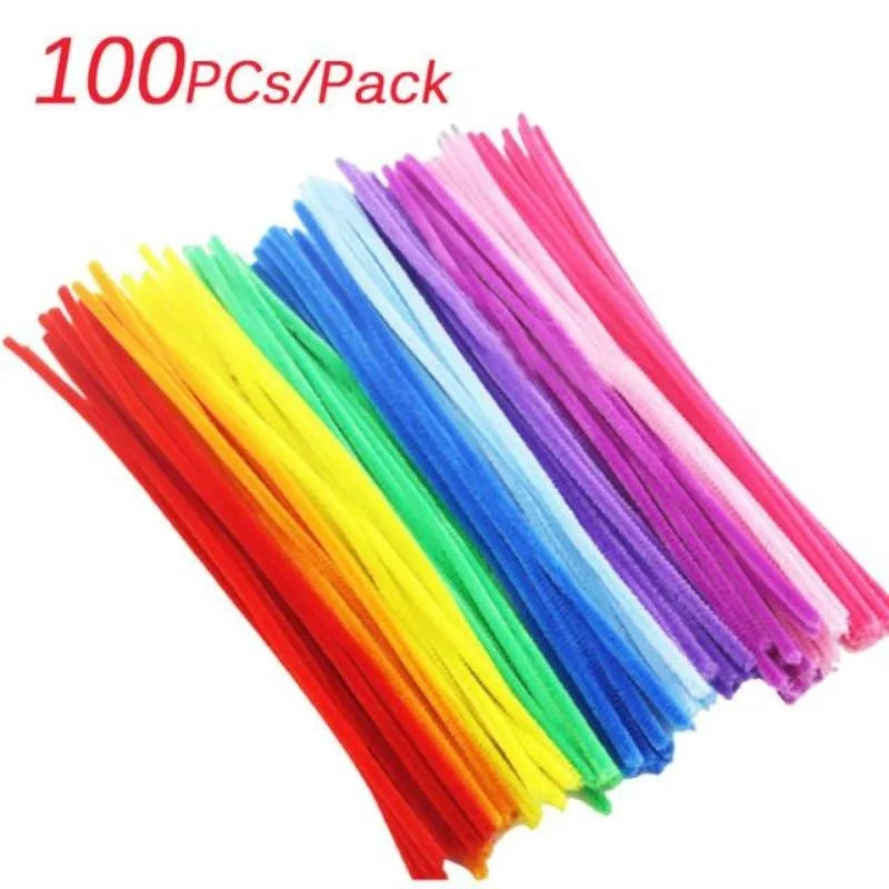 100Pcs Chenille Stems Toys DIY Strips Twist Bar Creative Leisure Hobby Diy Plush Stem Twisted Stick Handmade Material